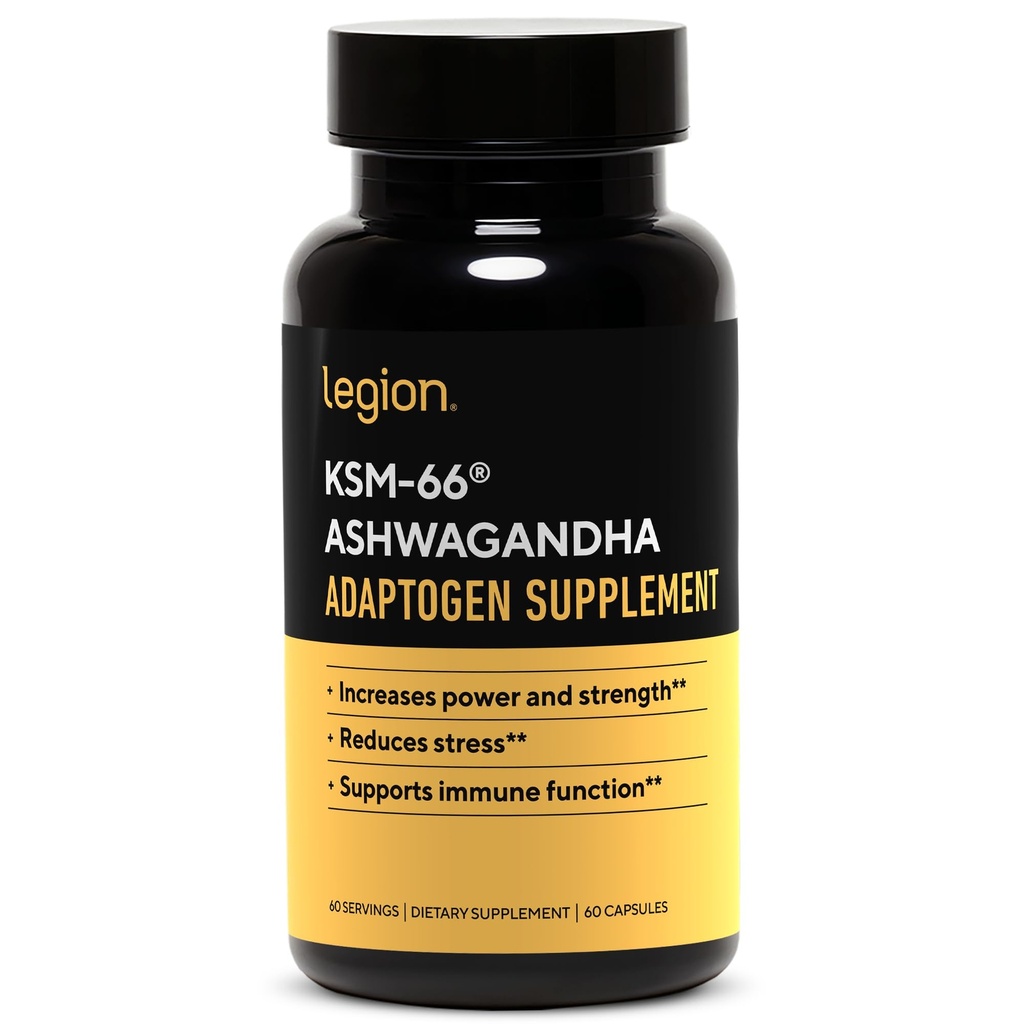 LEGION KSM-66® Ashwagandha Root Extract - Ashwagandha Root Toz Supplement to improve Your Mood, Sleep & Athletic Performance - Ekstra Strength Ashwagandha Root Extract (60 hizmet)