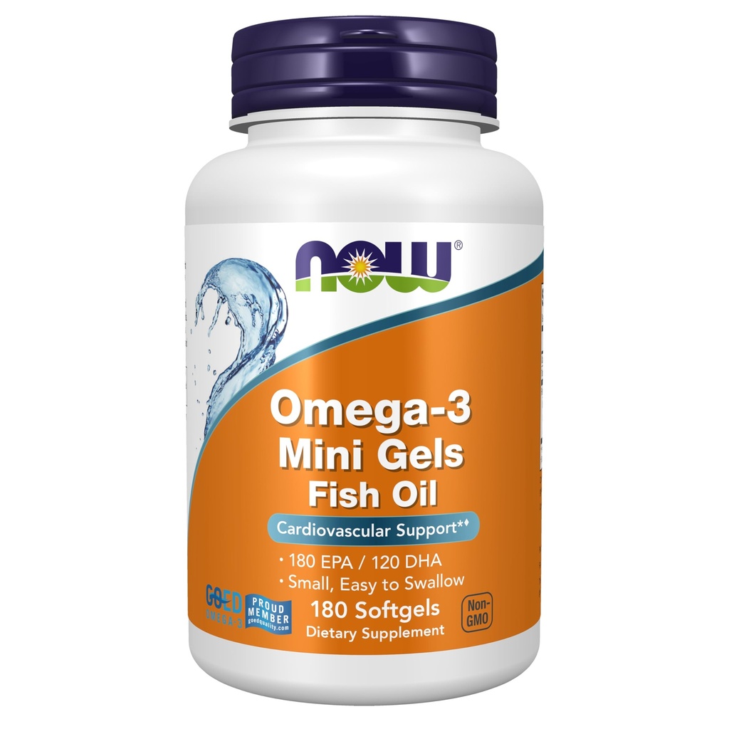 Şimdi Tamamlar, Omega-3 Mini Gels, 180 EPA/120 DHA, Moleküler Olarak Depres, Cardiovascular Destek*, 180 Softgels