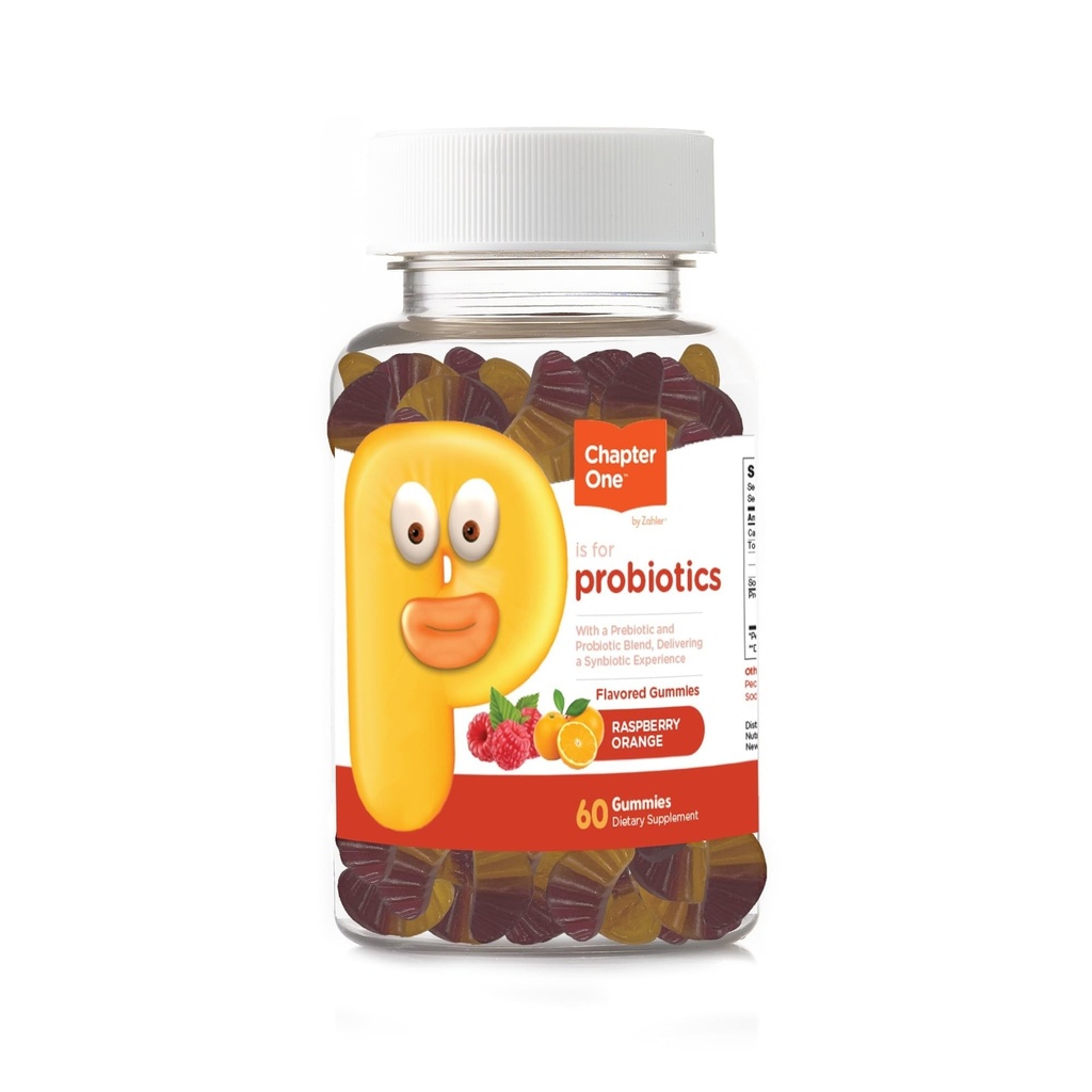 Zahler Bölüm One Probiyotik Gummies for Kids - Probiyotikler Gummies with Prebiyotik Mix - Raspberry Orange Flavor - Kosher Vegetarian Non GMO Probiyotiks for Kids - Probiyotik with Fiber (60 Count)