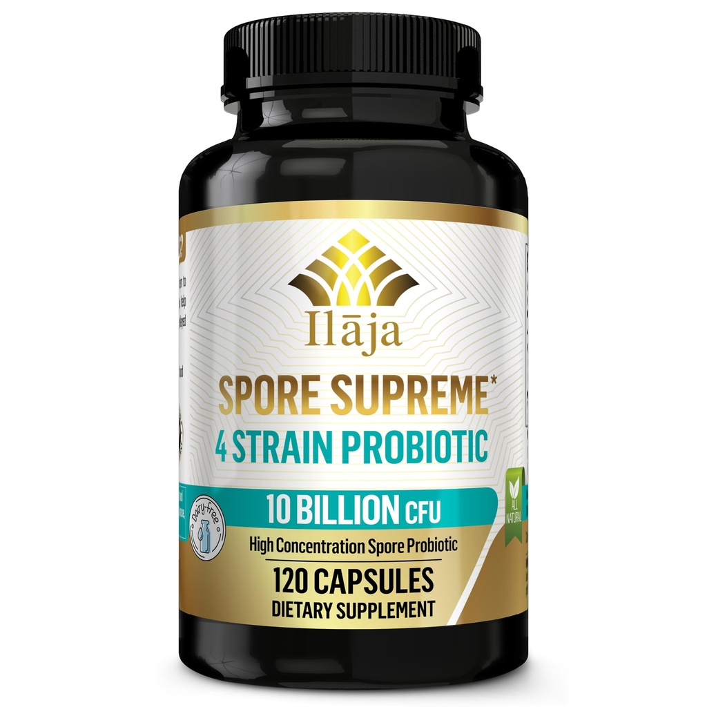 Spor Yüksek Spora Temel Probiyotik 120 Capsule x 10 Milyar / 4 Strain Formula - 4 Ay Supply - Soğutmalı Strains, Süt Free