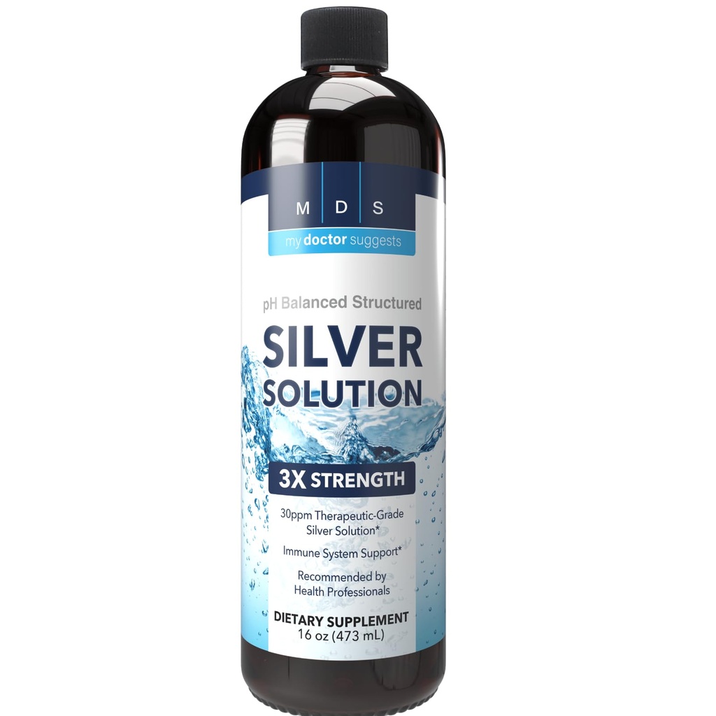 alkalin Structured Silver Liquid Supplement 30ppm - Immune ve Gut Health Support - Ekstra Güçlü Yapılı Koloidal Gümüş Mineral Tamamları - ABD'de Yapıldı (16 oz)