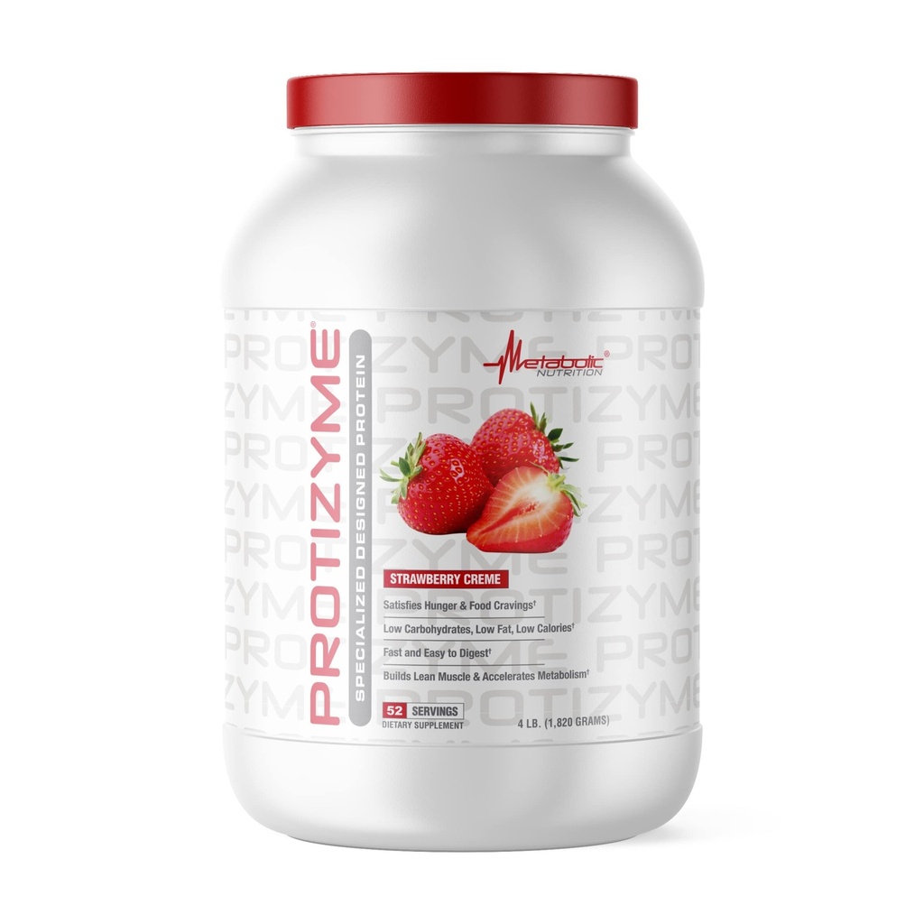 Metabolik Beslenme, Protizyme,% 100 Whey protein Toz, Yüksek Protein, Low Carb, Low Fat Whey Protein, Digestive Enzymes, 24 Temel Vitaminler ve Mineraller, 4 Pound (52 ser)