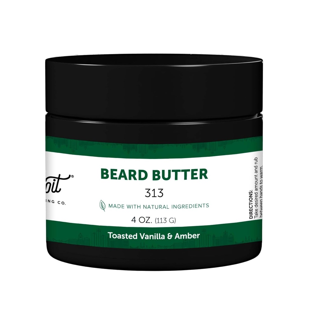 Detroit Grooming Co. Beard Butter for Men | Softens, Sabens & Hydrates with Safflower Oil & Shea Butter | 313 Scent, 4oz