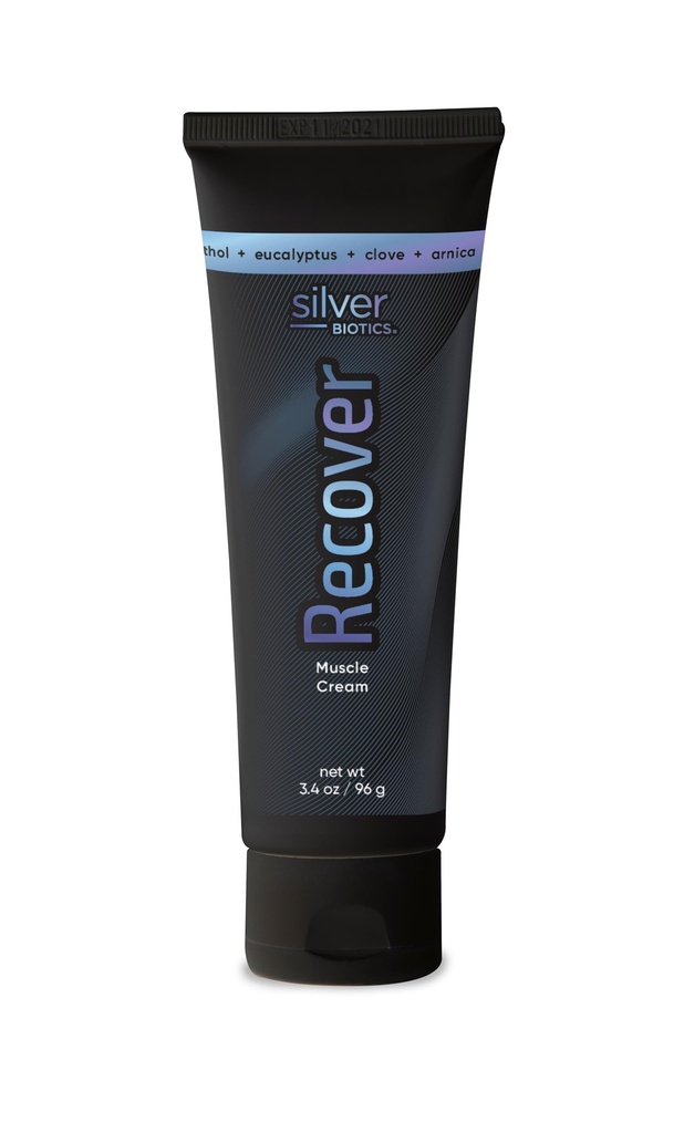 Silver Biotics Recover Muscle Cream | 20 ppm Patentli Gümüş Çözüm | Arnica | Jojoba Oil | Camphor | Vitamin E | Silver Güçlü|3.4oz
