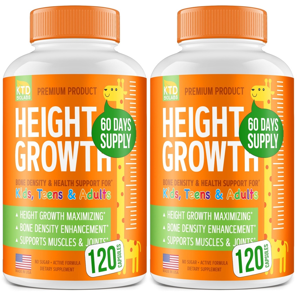 2 Boy Büyüme Maximizer Paketi - ABD'de Made in ABD - Natural Height Art Gallery & Teen Vitamins - Herhangi bir Yaşta Taller yetiştirmek için Pills - Yetişkinler ve Çocuklar için Kemik Büyüme Tamamı - 120 kapsül