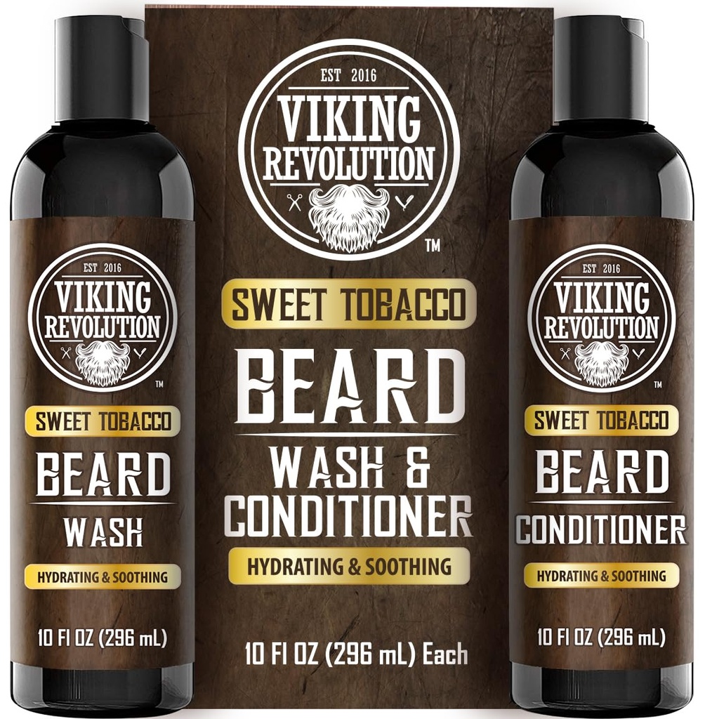 Viking Devrimi, Argan Oil ve Jojoba Oil ile Erkekler için Ayırma ve Ayıd Care Beard Shampoo ve Cardd Oil (10oz, Tatlı Tütün) ile Ayırt Edilmiş Zeytinyağı Bakımı Ayırtladı
