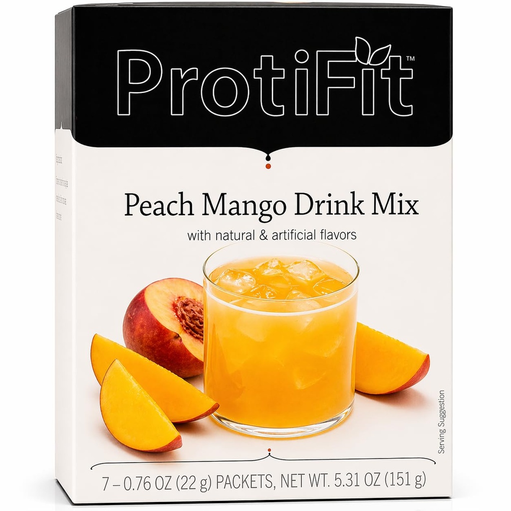 PROTIFIT - Yüksek Protein Meyvesi Flavored Toz İçecek Mix, 15g Protein, Low Calorie, Sugar Free, Ideal Protein Uyumlu, 7 Servisler Per Box (Peach Mango)