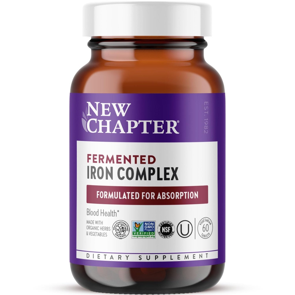 Yeni Bölüm Iron Supplement, All-Food Fermented Iron Kompleksi Organik Sebzeler ve Herbs + Bir Günlük Non-Constipating Dose- 60ct, 2 Ay Supply