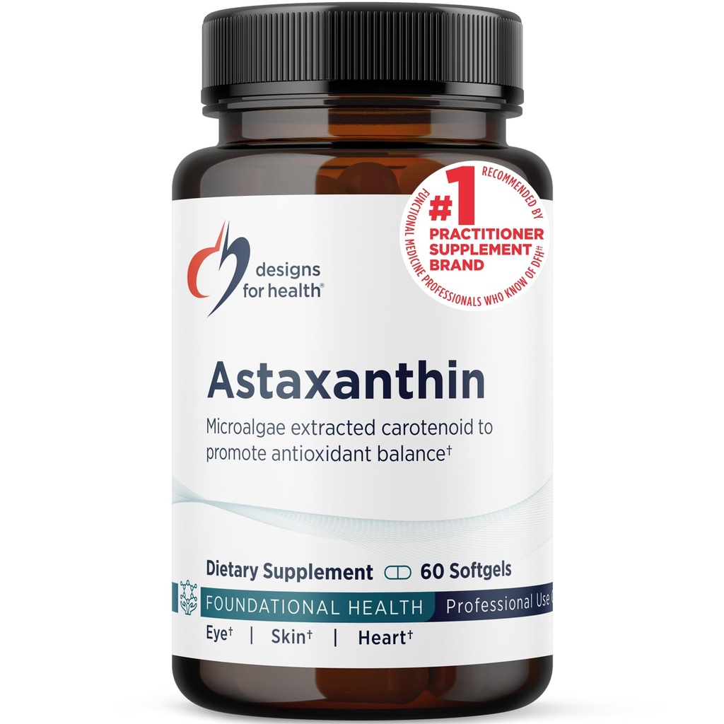 Sağlık Astaxanthin için tasarımlar - Microalgae (Haematococcus Pluvialis) Karotoksit Antioksit Eklenmiş Antioksidan Antioksit Supplement - Cardiovascular için Destek, GI, Skin + Eye Health (60 Softgels)