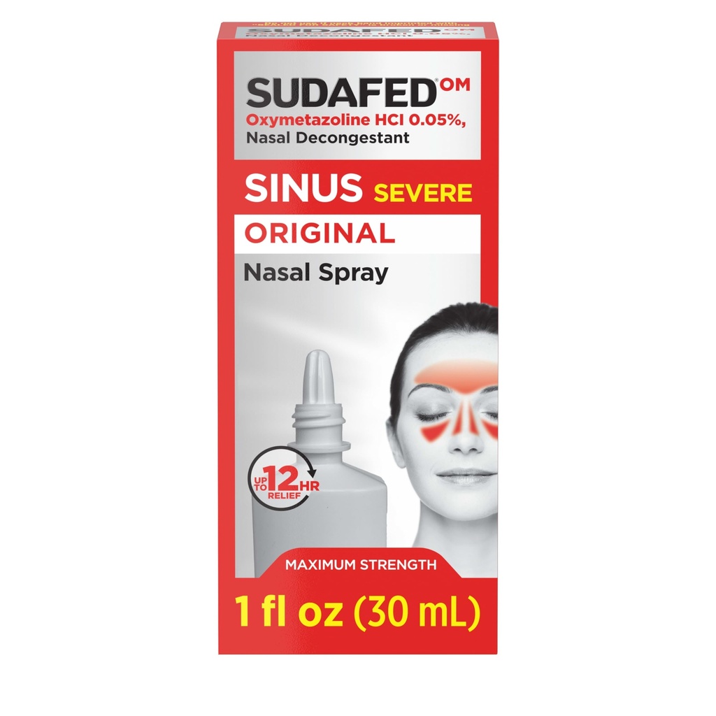 Sudafed Sinus Severe Original Nasal Spray, 12 Saat Nasal Mix Decongestant for Fast, Powerful Congestion Relief For Colds or Allergies, Oxymetazoline HCl .05% Nose Spray, 1 fl. ozzmetazoline HCl.