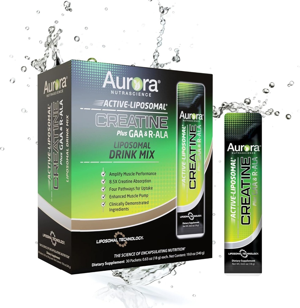 Aurora Nutrascience Active Liposomal®, Tina Plus GAA & R-ALA, 30 Packets, 0.63 oz (18 g) Her Şey