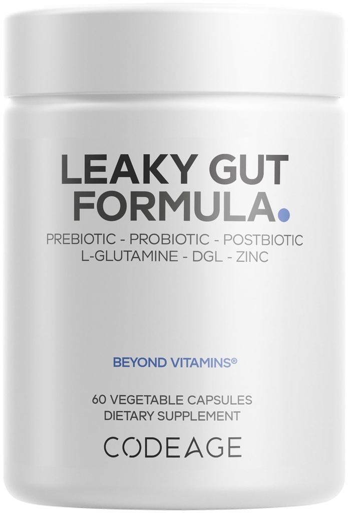 Kodaj Leaky Gut Supplement, L-Glutamine, N-Acetylglukozmin, Probiyotik, Butyric Acid, Polyols, Quercetin, DGL, Marshm Root, Berberine, BioPerine, Cinnamon, Vegan, Non-G, 60 Capsules