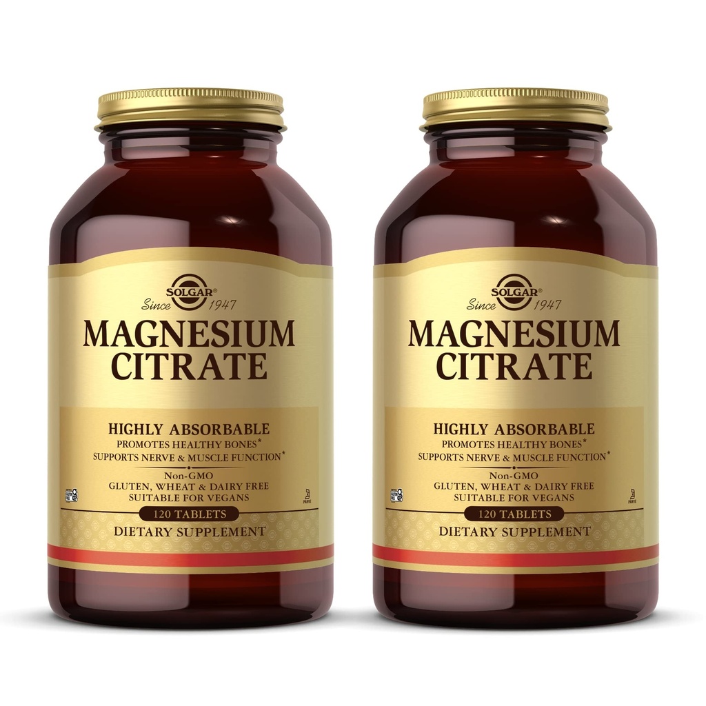 Solgar Magnezyum Citrate - 120 Tablet, 2 Paket - Destekler Nerve & Muscle Function - Yüksek derecede Absorbable - Non-GMO, Vegan, Gluten Free, Kosher - 120 Toplam Hizmetler