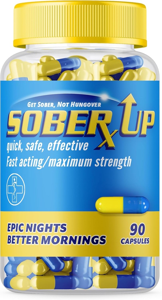 SOBER UP Maksimum Güçlü Remedy & Fast Acting Relief • Parti Smart Pills • Herhangi Bir Zaman Vitamin Tamam w/DHM + Glutathi + Chlorella + L-Theanine (USA)
