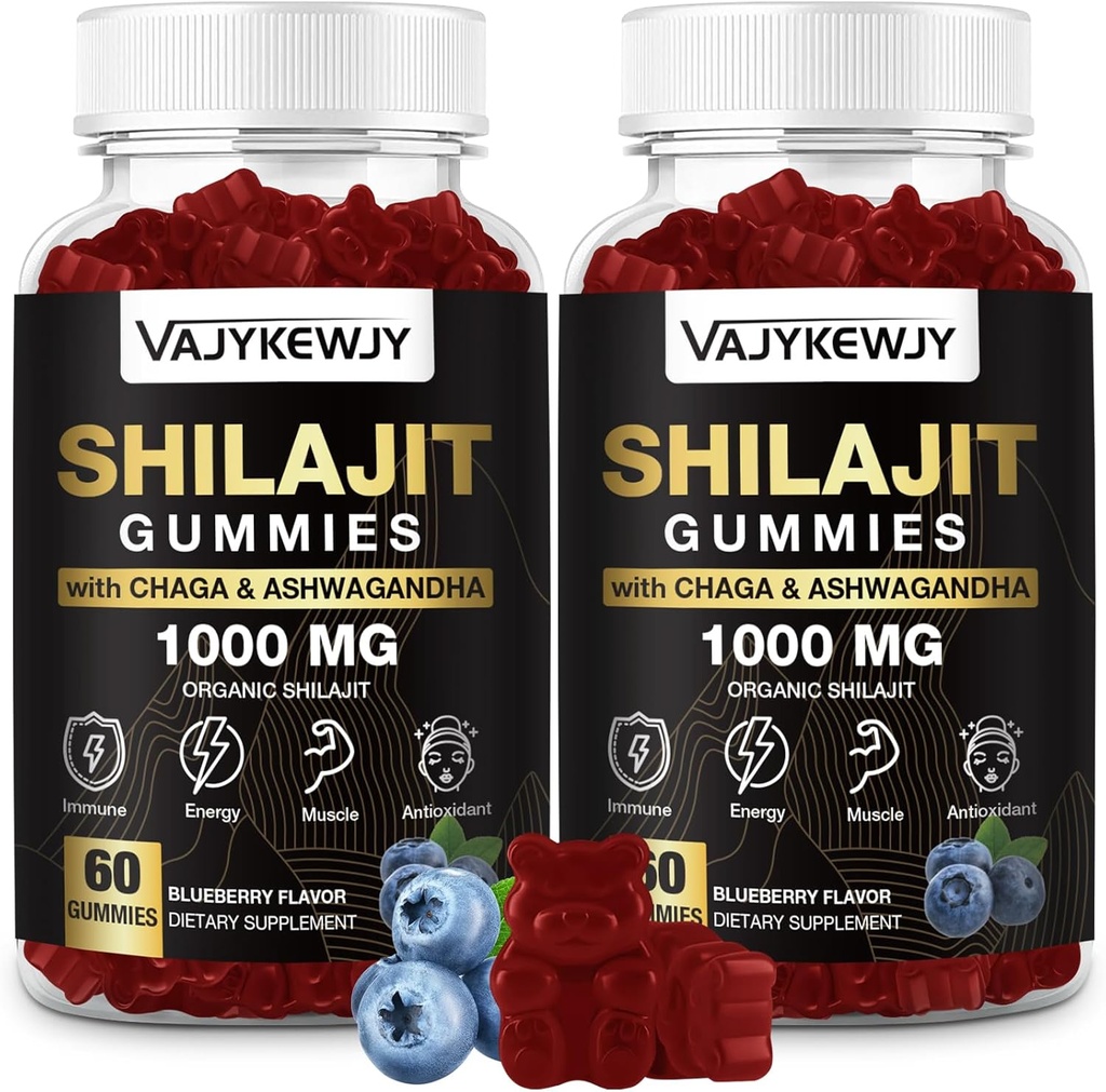 1000 MG Shilajit Gummies, Organik Shilajit Gummies with 85+ Trace Minerals, Fulvic Acid, Shilajit Wear, Shilajit Himalaya Organik Enerji, Beyin, Immunity, 120