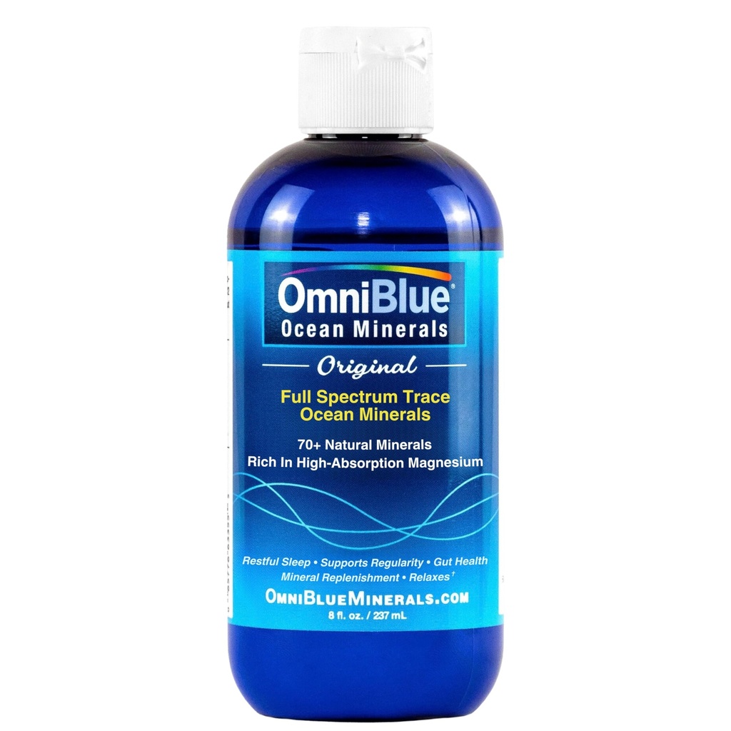 Omni Blue Ocean Minerals - 70+ Trace Minerals & Sıvı Magnezyum - Pyum, Chloride- Low sodyum - Uyku için Doğal Destek, Digestion, Regularity, Hydration & Electrolyte Balance (8 oz)