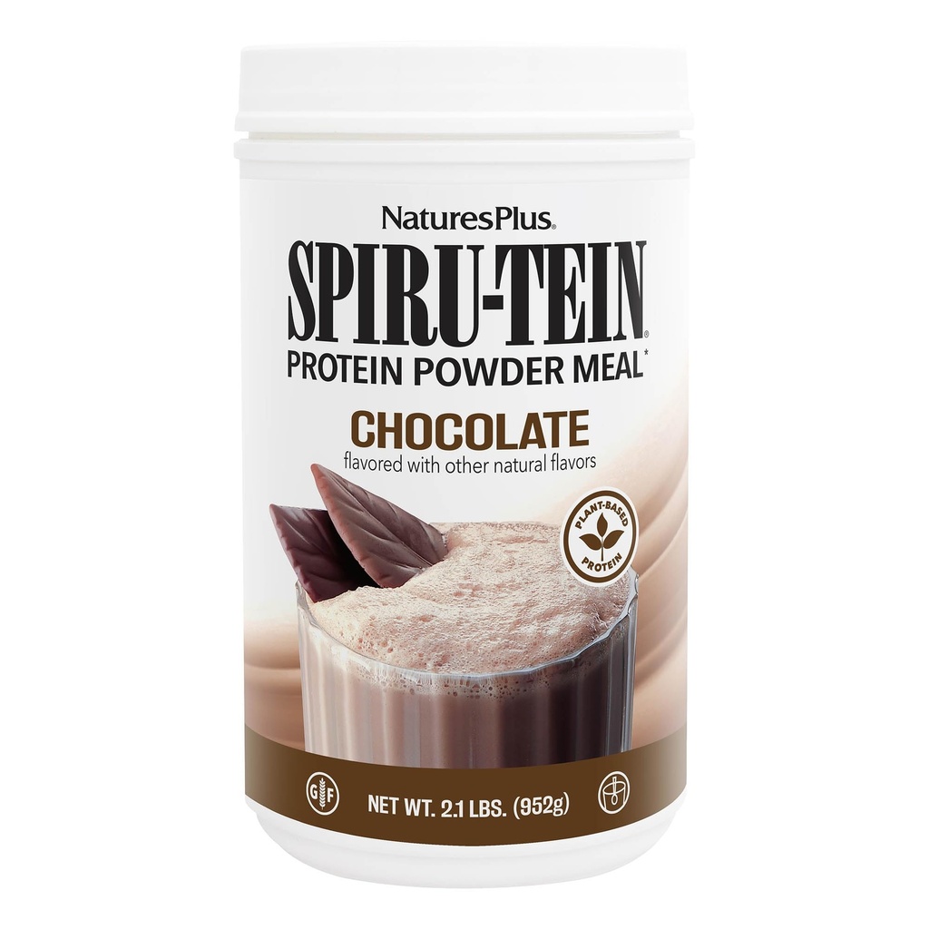 NaturesPlus SPIRU-TEIN Shake - Chocolate - 2.1 lbs, Spirulina protein Toz - Plant Based Mealchange, Vitamins & Minerals for Energy - Vegetarian, Gluten-Free - 34 Hizmetler