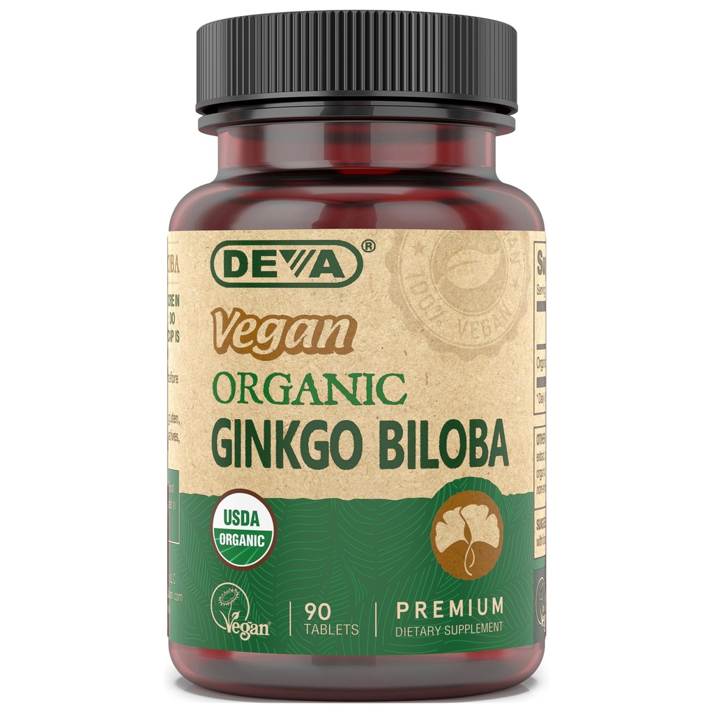 DEVA Vegan Ginkgo Biloba Diyeter Supplement, USDA Organik, Vegan Society sertifikalı, Easy-to-Swallow Tiny Tabletleri, 300 mg., 90-Count Şişe Şişe