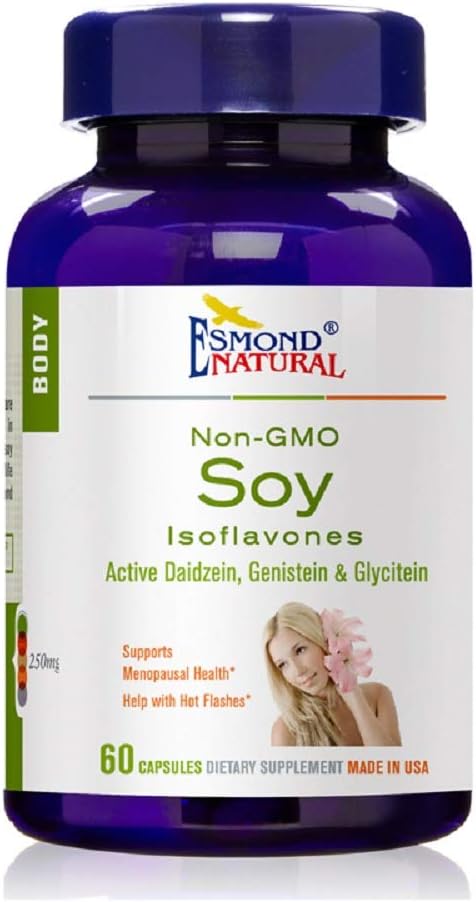 (5 Pack) Esmond Natural: Soy Isoflavones Non-GMO (Depres Menopausal Health & Hot Flashes), GMP, Natural Product Assn Sertifikalı, ABD'de Yapıldı - 250 mg, 300 Capsules