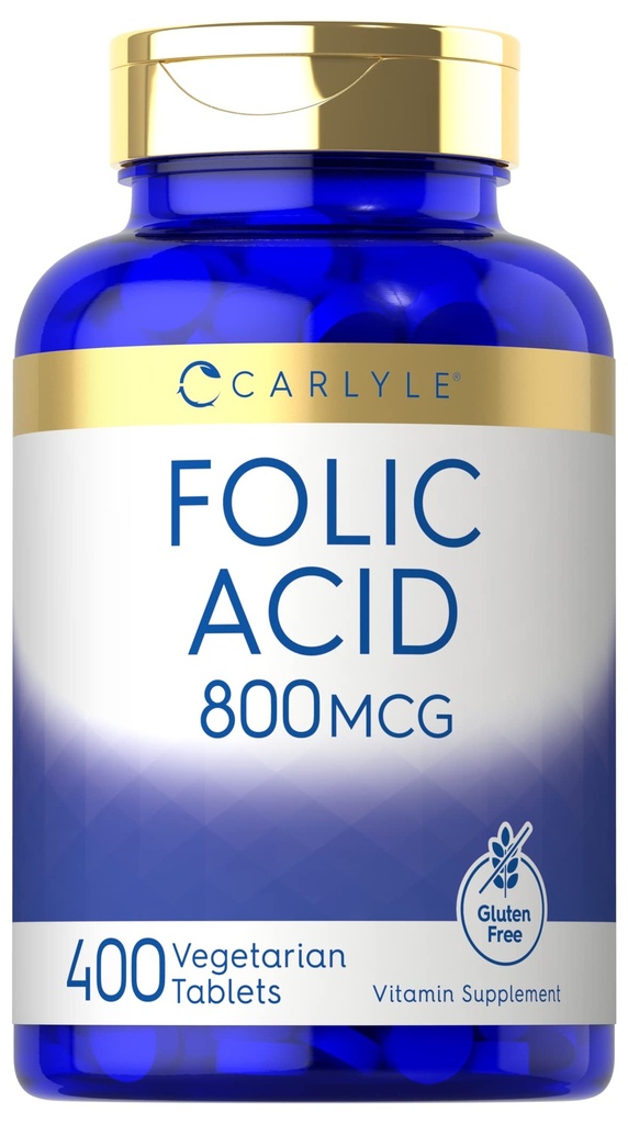 Carlyle Folic Acid 800 Mcg Tabletler | 400 Kont | Vegetarian, Non-GMO, Gluten Free