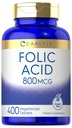 Carlyle Folic Acid 800 Mcg Tabletler | 400 Kont | Vegetarian, Non-GMO, Gluten Free