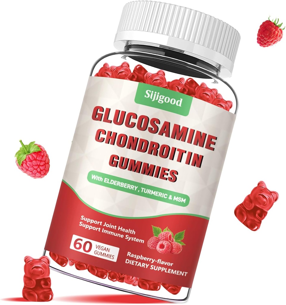 Gelişen Glucosamine Chondroitin Gummies with MSM for Yetişkinler - Ekstra-Strength Ortak Sağlık ve Flexability, Antioksi & Immune Support Supplement, 60 Count