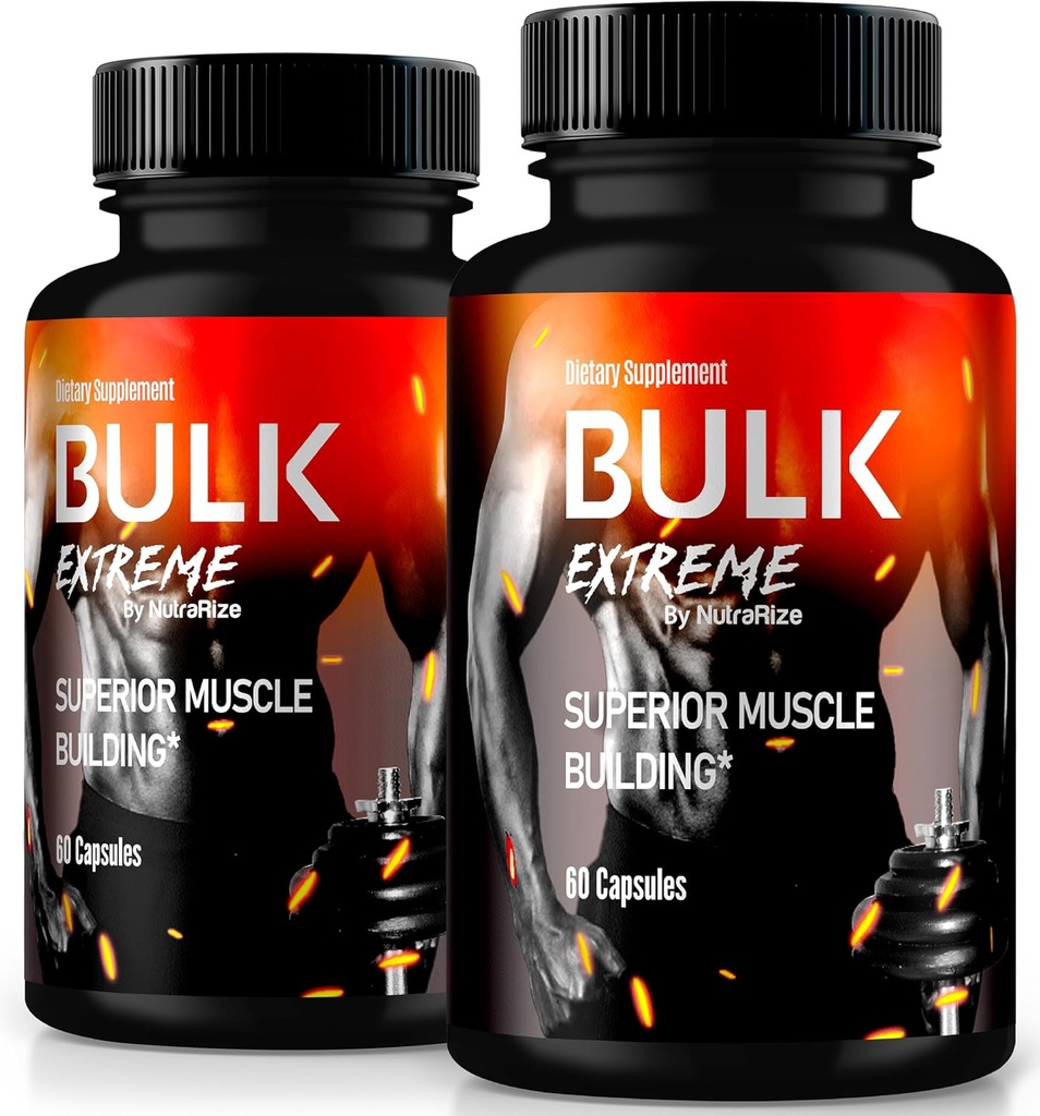 (2 Pack) Bulk Extreme Superior Muscle Building Advanced Formula, Men için Lean Muscle Mass için Bulk Extreme, All Natural Muscle Builder, Male Pills for Physical Performance, Yorumlar (120 Capsules)