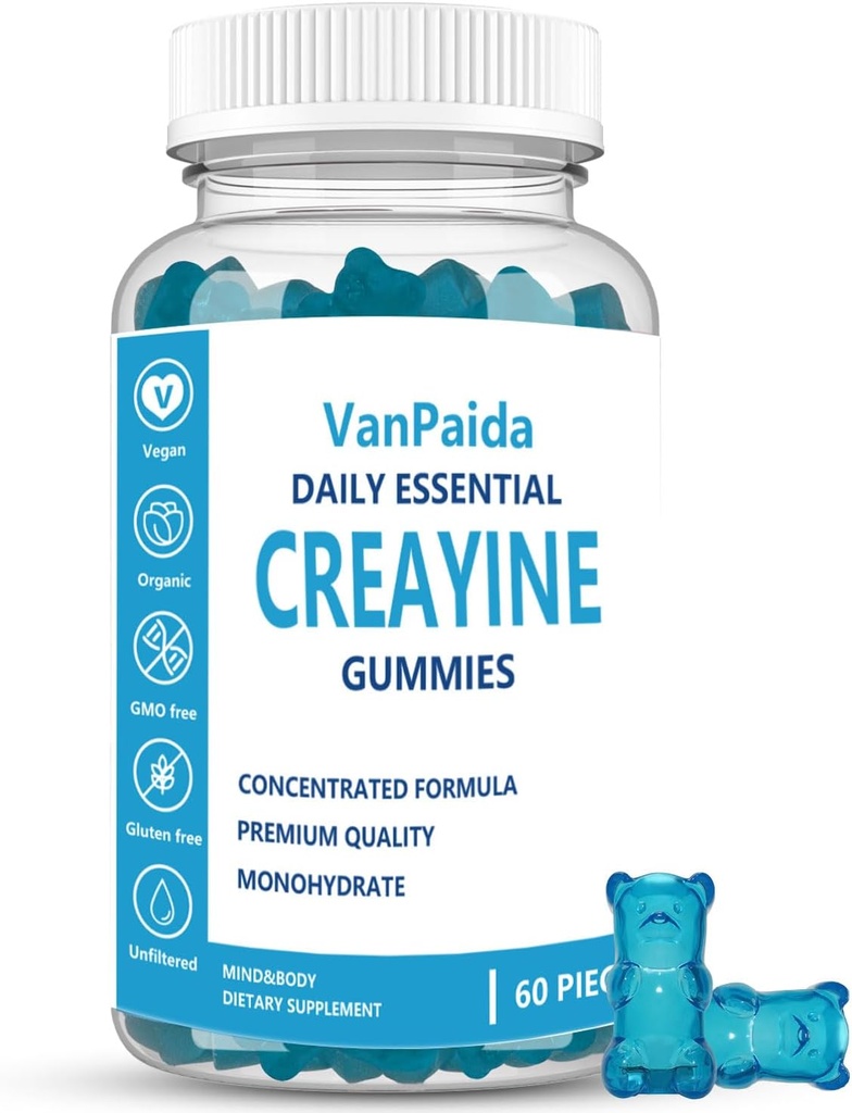 Kretine Gummies Monohidrat, Chewablet Tinaine Monohidrat, Kas Boost, Enerji Boost, Pre-Workout Supplement, Geliştirilmiş Burslar, Vegan, Kas Büyüme Desteği, Kurtarma ve Performans, Gluten Free