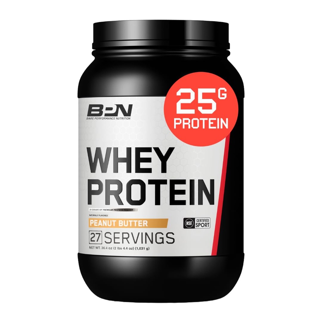 BARE PERFORMANCE NUTRITION, BPN Whey proteini + Vakain Protein Toz Toplantısı, Peanut Butter, 25g proteini Destekler Lean Kas Kurtarma, 27 Hizmet, Üçüncü Parti Test Edildi
