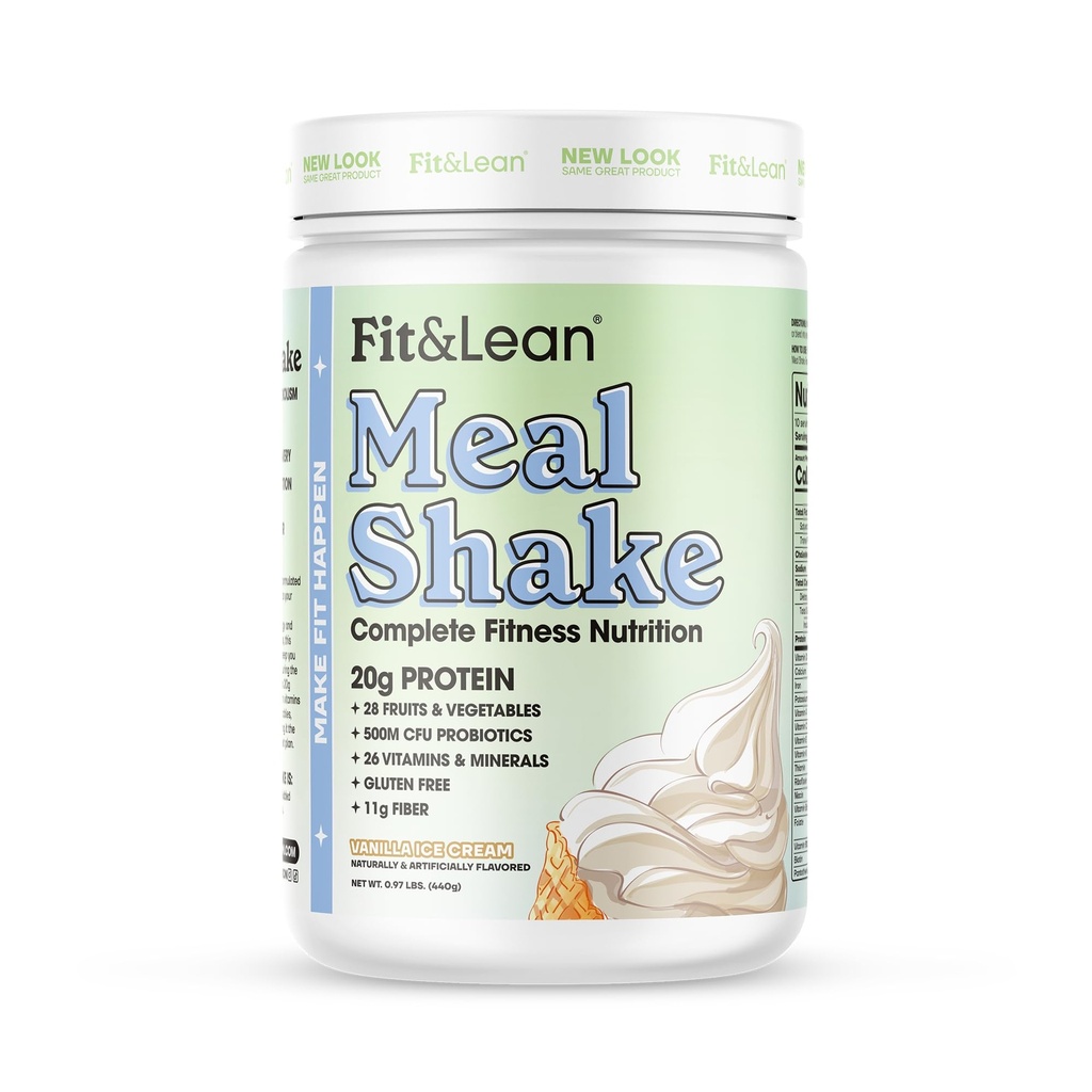 Fit & Lean Meal Shake, Fat Yanma, Protein, Fiber, Probiyotikler, Vanilla, 1lb, 10 Konteyner İçeriyor