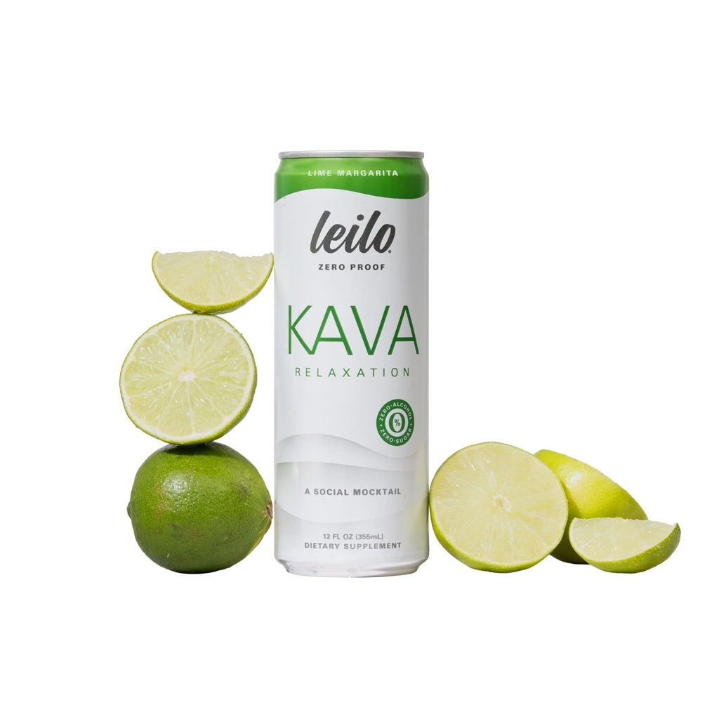 LEILO | Kava Powered Lime Margarita Mocktail Drink | 12Pack - Sugar-Free & Non-ALC Fonksiyonel Rahatlama Desteği | 12 fl oz Cans (Pack of 12)