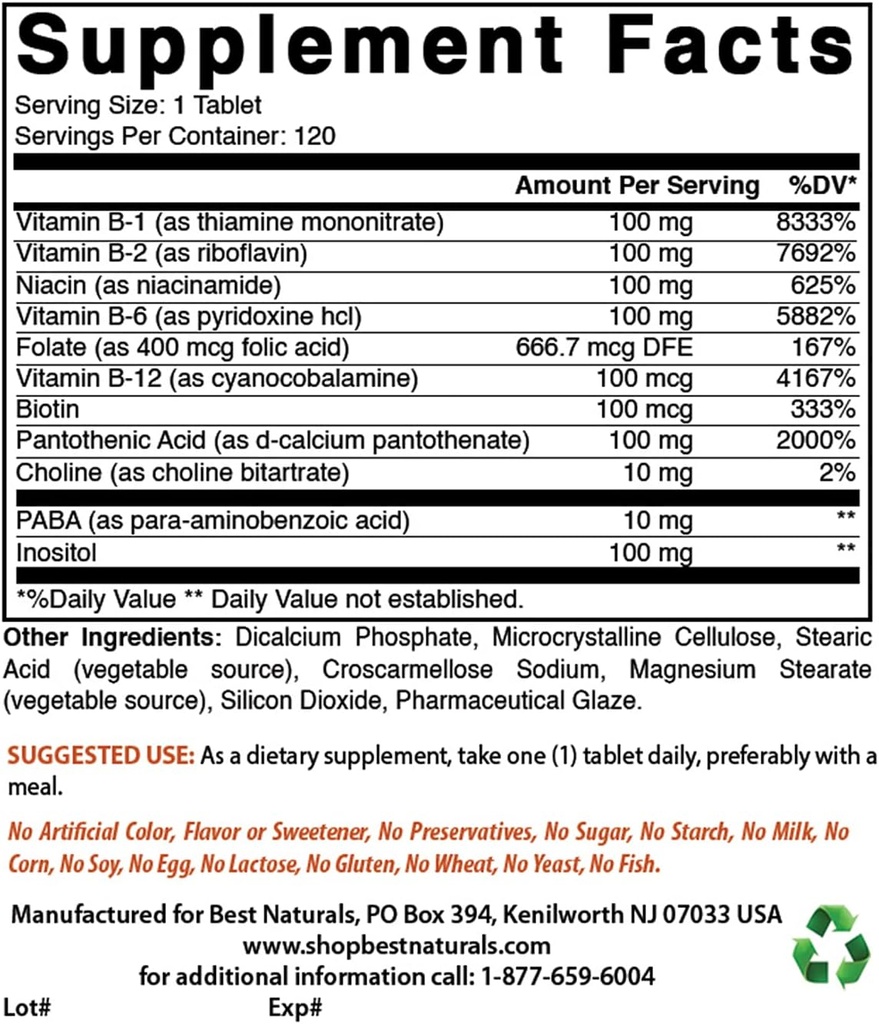 Best Naturals B-100 Complex & Magnesium Oxide 500 mg
