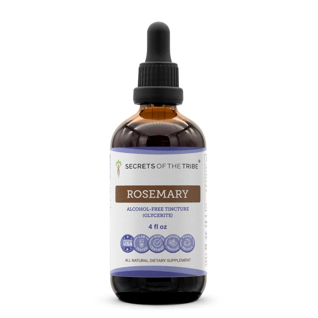 Secrets of the Tribe Rosemary Alcohol-Free Liquid Extract, Rosemary (Rosmarinus Officinalis) Dried Leaf Tincture Supplement (4 FL OZ)