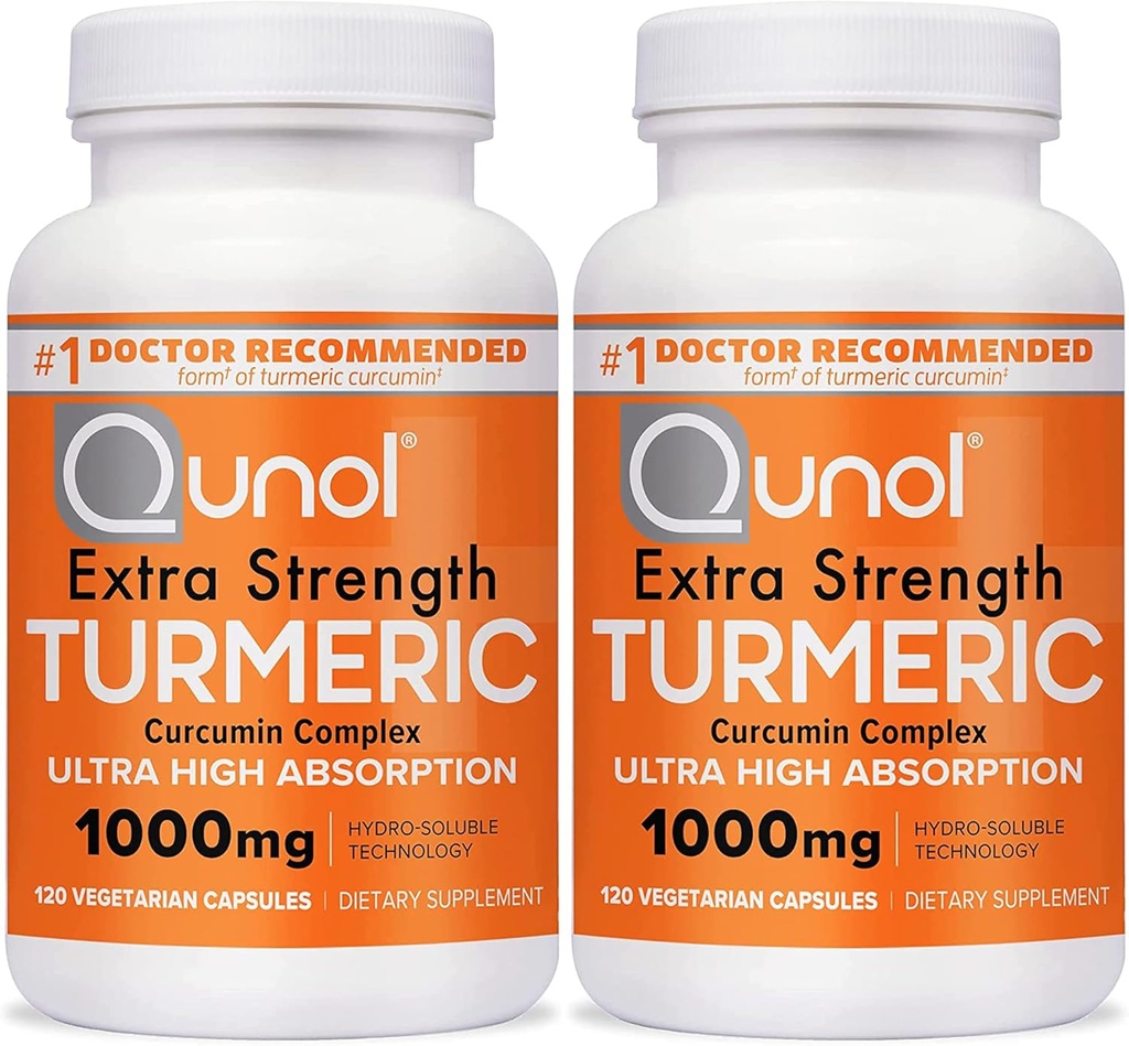 Qunol Turmeric Curcumin Capsules, 1000 mg Ekstra Güçlü Tamam, Patentli Hidro-plastik Teknoloji, Siyah Pepper ile Alternatif, 240 Veggie Capsules