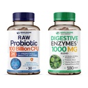 Wholesome Wellness Organic Probiotics 100 Billion CFU + Digestive Enzymes 1000mg with Prebiotics Bundle