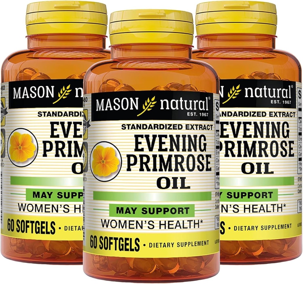 MASON NATURAL Eveningrose Oil Softgels, 3 Ay Supply, Kadınların Healh, 3 Pack (1 Ay Şişe başına)