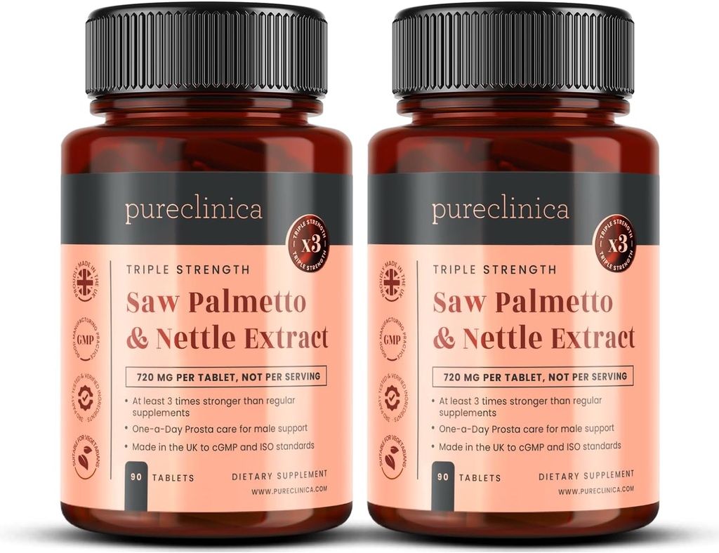 2-Pack Triple Strength Saw Palmetto & Nettle Root – 180 Tabletler | 160 mg Saw Palmetto Ekstraksiyonu (85–95 Fatty Acids), 30 mg Nettle Root, 649 mgelli | 6Month Supply | Prostate Support