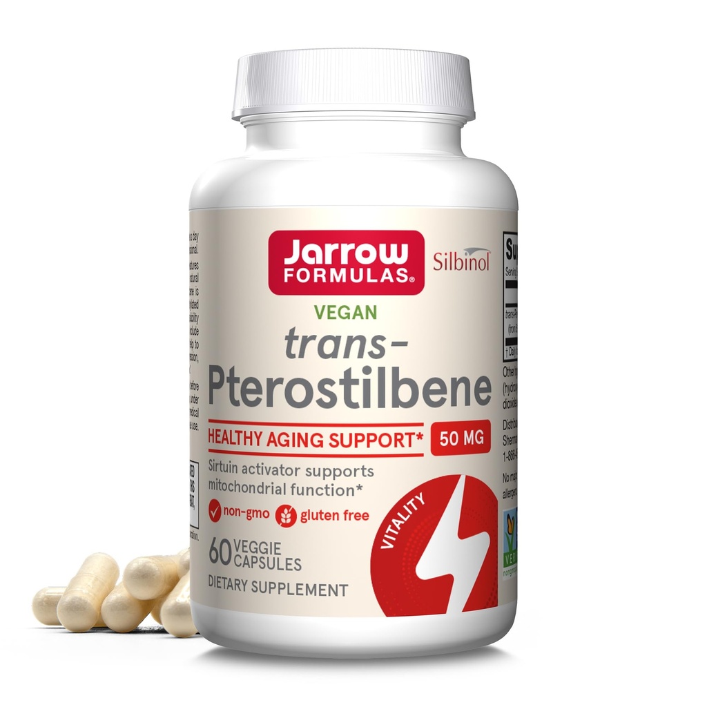 Jarrow Formulas® Pterostilbene 50 mg for Antioksit Support, Diyetsel Supplement Supports Health Aging, 60 Veggie Capsules, 60 Day Supply