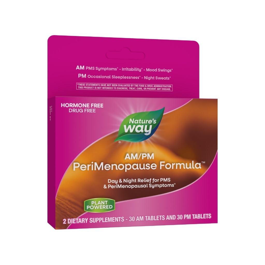Nature's Way AM/PM PeriMenopause Formula, Perimenopause and PMS Symptom Support*, Hormon-Free, Hot Flashes*, PMS Belirtileri*, Restful Sleep*, 30 AM & 30 PM Tabletler (Pazarlama Mayıs Vary)