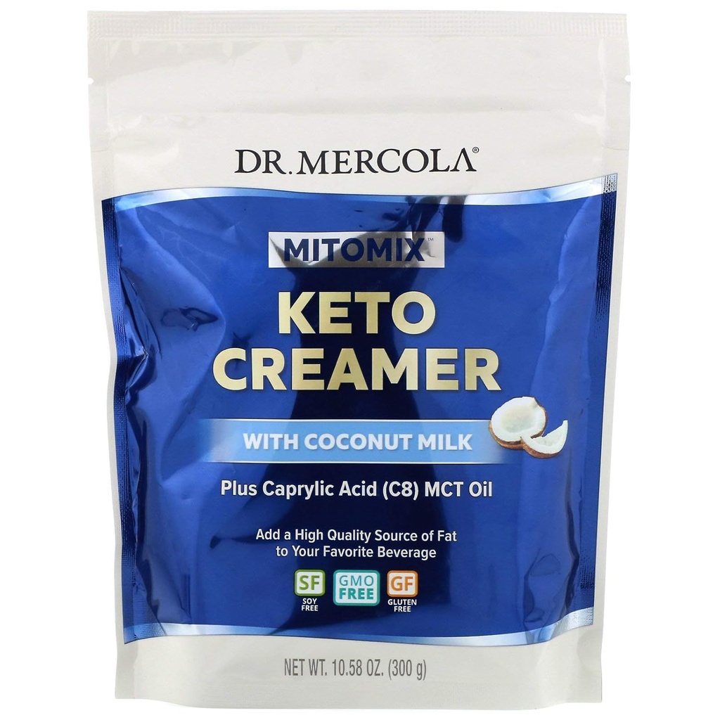 Dr. Mercola MITOMIX Keto Creamer with Coconut Milk, 15 Hizmet, (1 Bag), MCT Oil, GMO, Gluten Free, Soy Free