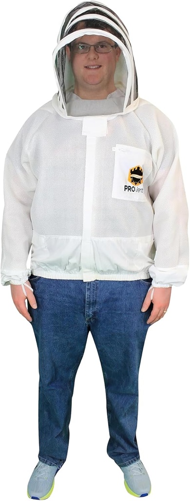 Mann Lake Provent Arı Koruma ceketi, Profesyonel Grade Vented Bee Gear with Self- Supporting Veil, Heavy-Duty showers, Elastic Bile Açılışlar, Yüksek Büyülü Alanlar ve Göğüs Pocket, Medium