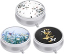 3 Pack Pill Box, Small Pill Case for Purse & Pocket, Cute Travel Medicine Organizer, Portable Medicine Container Holder to Hold Vitamins, Medication, Fish Oil & Supplement, Butterfly