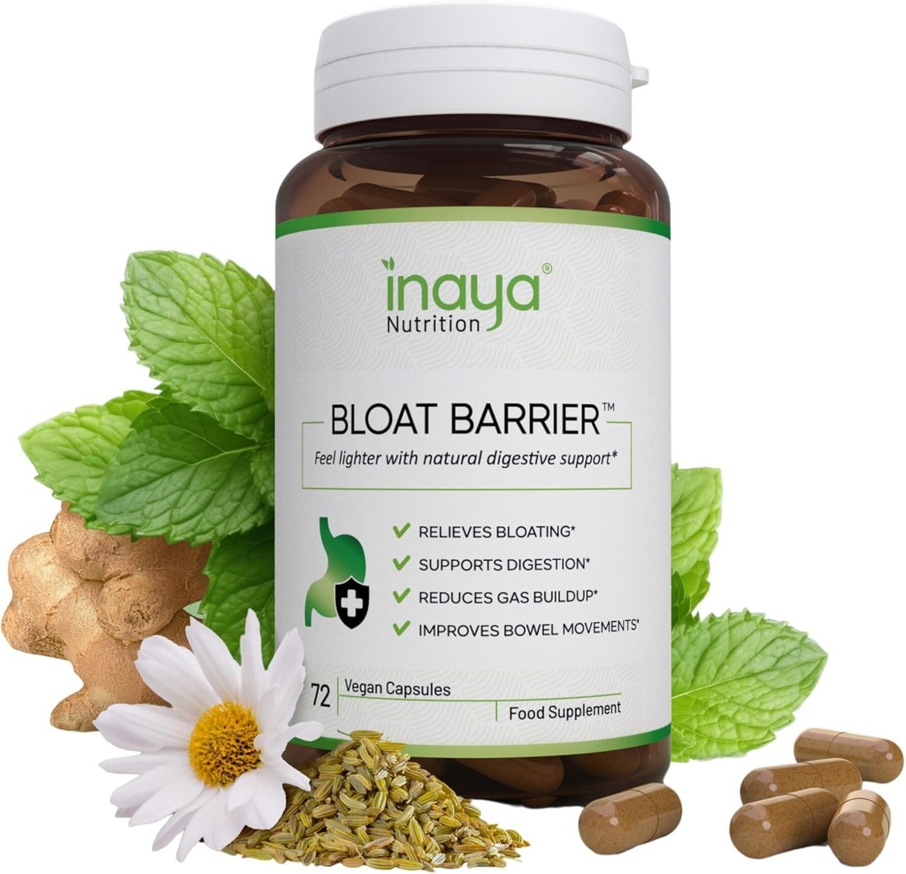 BloatBarrier 72 Capsules - Natural Digestion and Bloating Supplement for Stomach Bloating Relief, Gas Reduce, and I developed Bowel Movements – Vegan, Gut Health Supplements