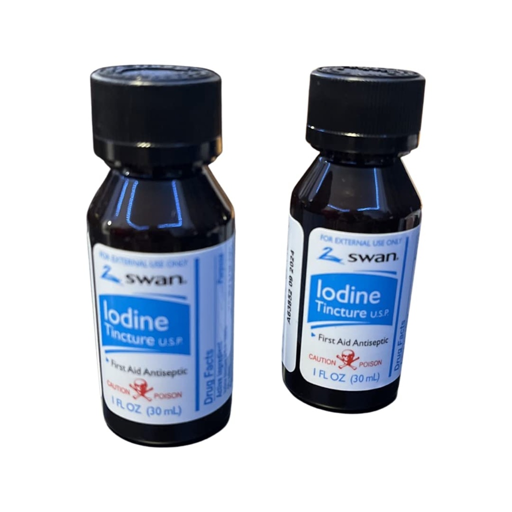 Swan Iodine Tincture First Aid Antiseptic 2 Iodine USP, 1 Oz Şişe, 2,4 veya 6 Pack (6)