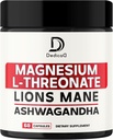 Magnezyum L-Threonate Supplement with Lions Mane & Ashwagandha Root - 60 Kont Supply için 1000Mg - Gelişmiş Formula Destek