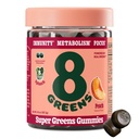 8Greens Supergreens Gummies | Super Greens Toz Superfood Gummy for Metabolism, Immunity & Focus, Digestive Health Enzymes, Organic: Chlorella, Spirulina, Aloe Vera, Peach Flavor, 50 Count