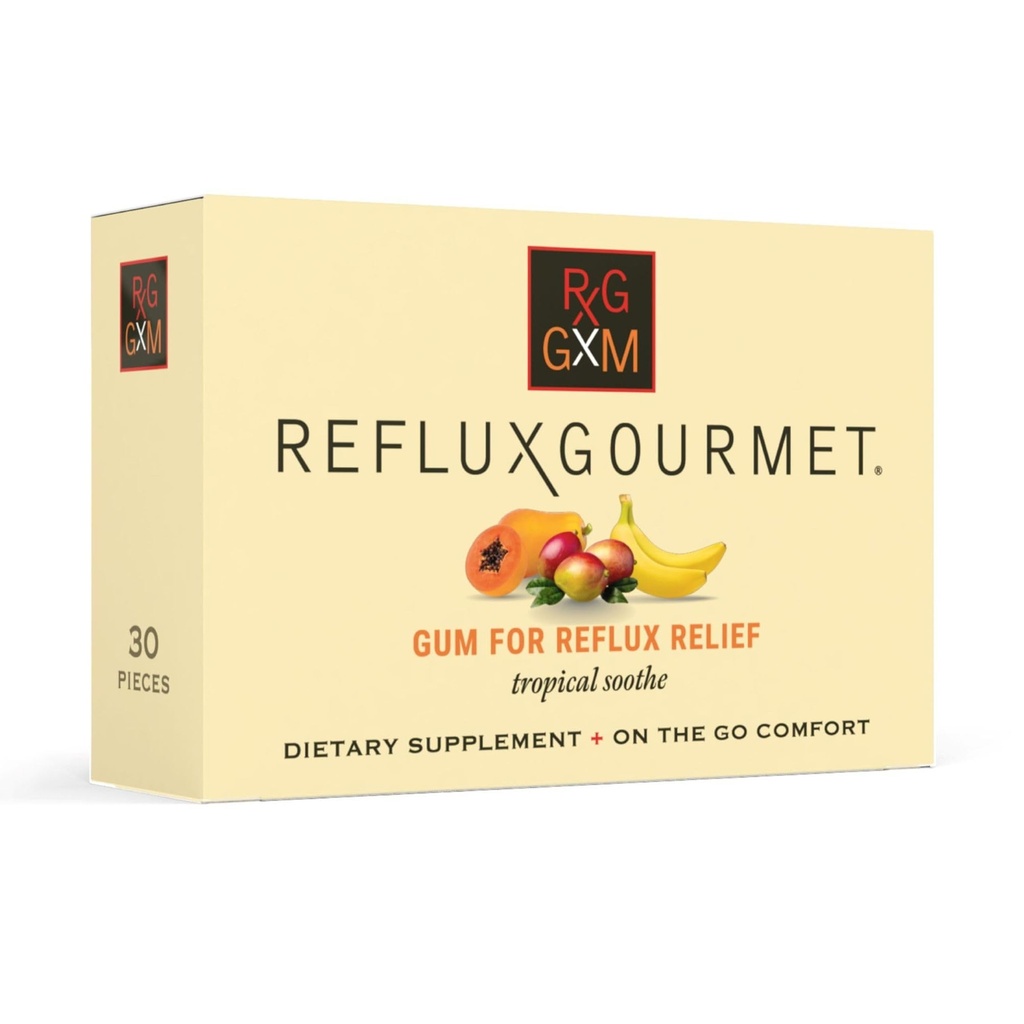 Reflux Tropikal Soo the Gum Alginate Therapy Sodyum Bikarbonat Gum for Acid Reflux, Oral, Cognitive ve Digestive Support, Natural with Ginger, Celeriac, Aloe, Sugar Free, Gluten Free, Vegan