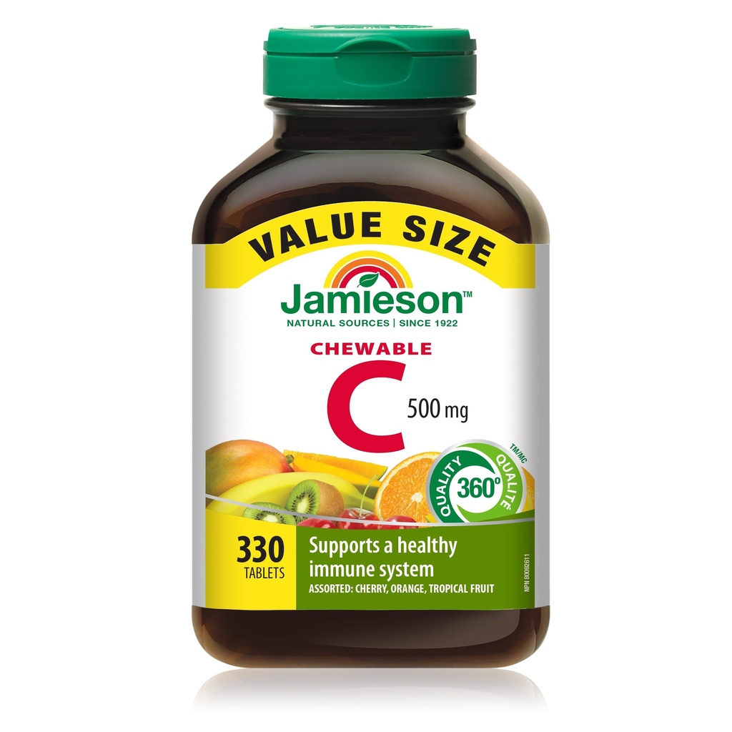 Jamieson Chewable Vitamin-C 500 mg Değer Paketi (330 Kont), Karma 3 Flavors