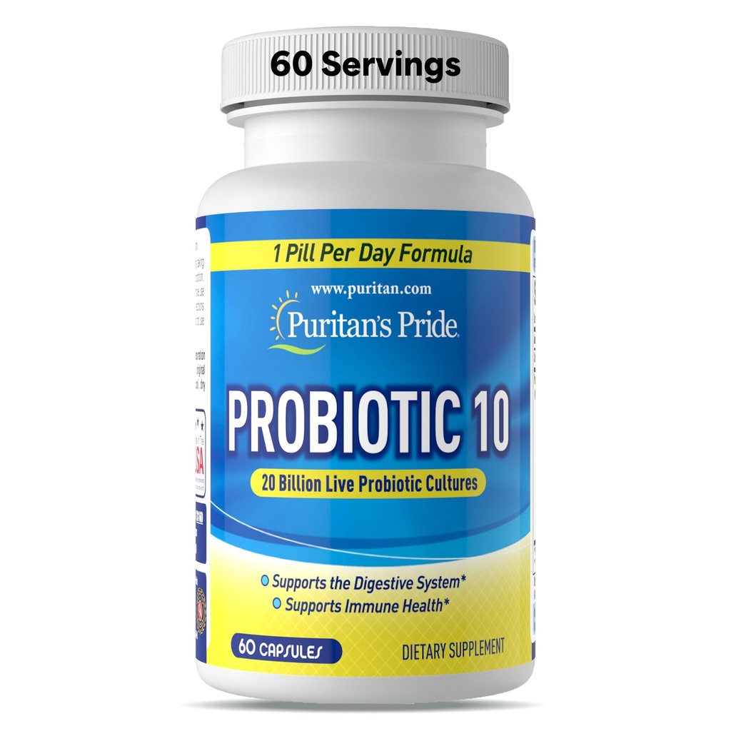 Puritan'ın Gurur Probiyotik 10 Vitamin D ile Immune System Health*, 60 Count, White