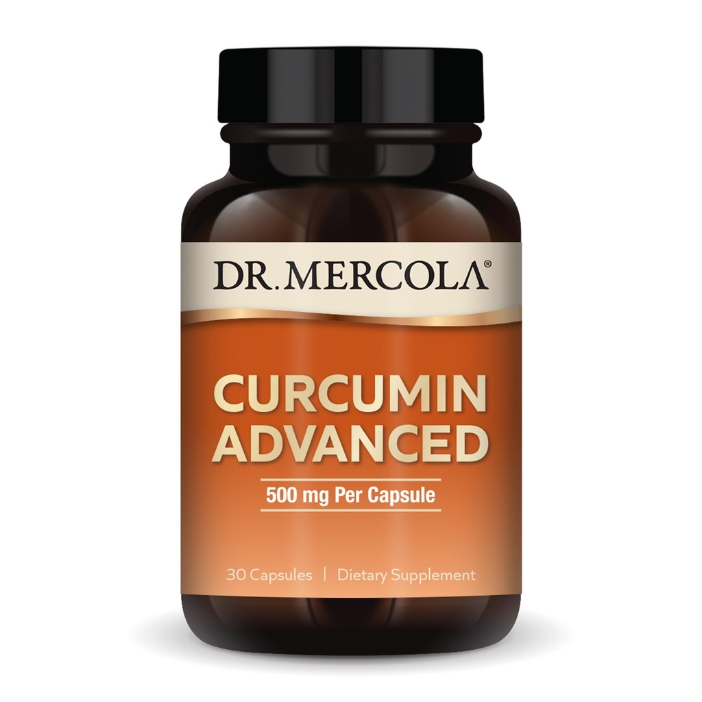 Dr. Mercola Curcumin Advanced - 500 mg Curcumin Root Extract -% 95 Curcuminoids - For Vision Health, Digestion & Focus - Sustained Release - Non-GMO, Gluten-Free & Soy-Free - 30 Capsules (30 hizmet)